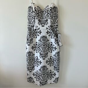 B. Darlin Black White Strapless Sweetheart Cocktail Mini Dress